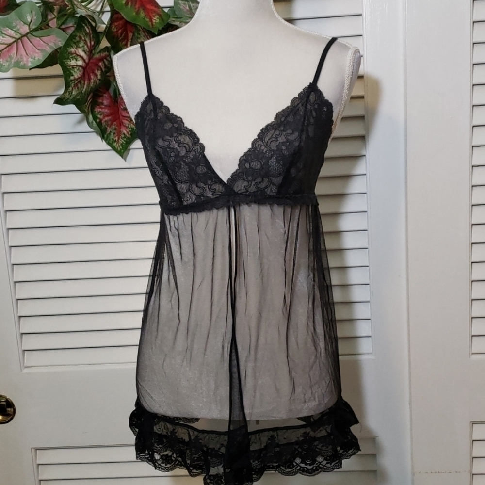 Victoria's Secret Sheer Negligee Slip Small Black VGUC - Picture 9 of 9